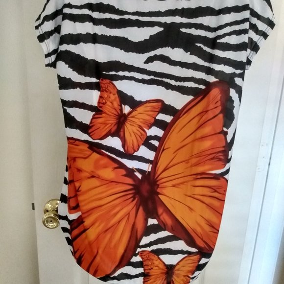 ZEBRA WOMEN ORANGE BUTTERFLY TOP SIZE M - Picture 6 of 8